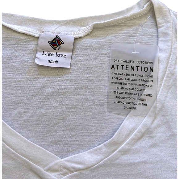 NWT Like Love Womens V Neck T Shirt Tie Dye Short Sleeve Casual Top Size Small - Picture 5 of 5